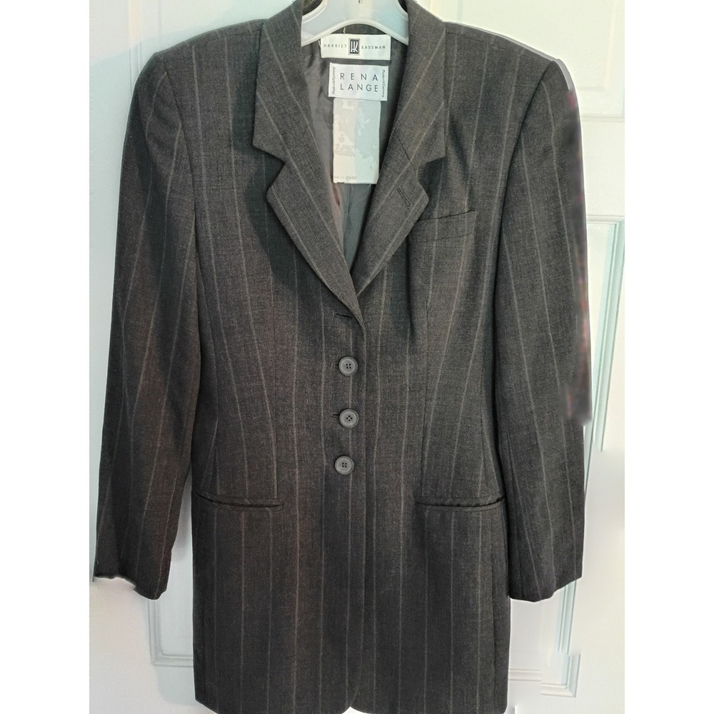 Rena Lange Harriet Kassman Vintage Pinstripe Pant Suit Gray West Germany Blazer